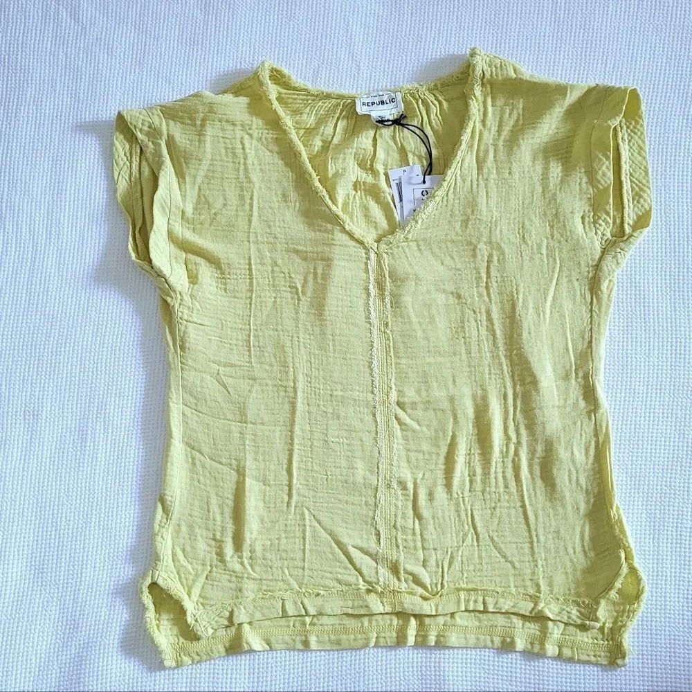For the Republic Chartreuse V-Neck Top - NWT